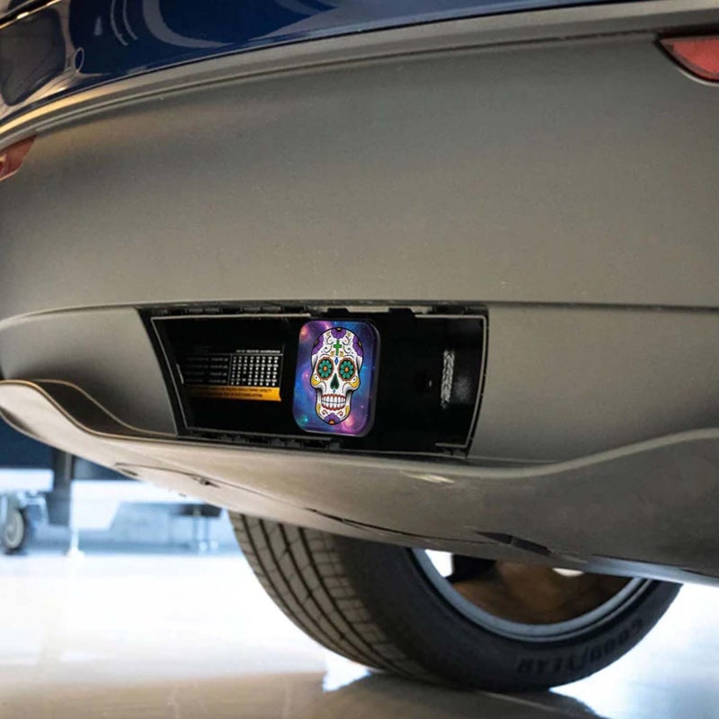 Swono Sugar Skull Travel Trailer Hitch Cover - Day of The Dead Floral Skeleton Galaxy Space Hitch Cover Tube Plug Universal Fits 2" Tow Hitch Receiver for Cars Trucks - Image 4